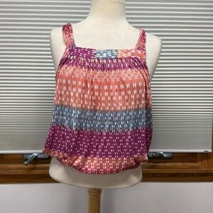Free People Vintage Multi Sherbert Color Stripe Polka Dot Twisted Strap Tank Top
